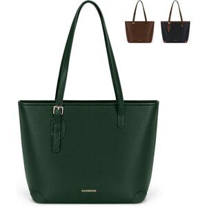 Tote Green Bag Women PU Leather Large Work Shoulder Bag with Zipper